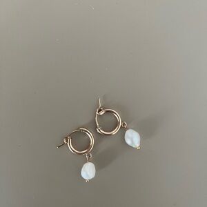 Elegant Gold Pearl Hoop Earrings